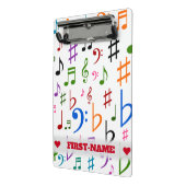 Individuelle Name Viele farbenfrohe Musiknoten und Mini Klemmbrett (Gewinkelt2)