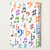 Individuelle Name Viele farbenfrohe Musiknoten und Planer (Rückseite)