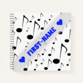 Individuelle Name + Viele musikalische Notes Muste Notizblock (Vorderseite)