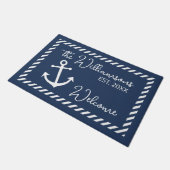 Individuelle Name Vintag dunkelblau Willkommen im Fußmatte (Schrägansicht)