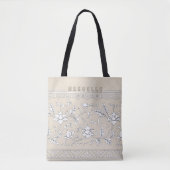 Individuelle Name Vintag Floral Chinoiserie Tasche (Vorderseite)