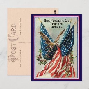 Individuelle Name Vintag Veteran's Day Patriotic F Postkarte