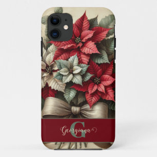 Individuelle Name Vintag Watercolor Poinsettia Bou Case-Mate iPhone Hülle