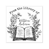 Individuelle Name Vintage Blumenbücher Briefmarke Permastempel (Design)