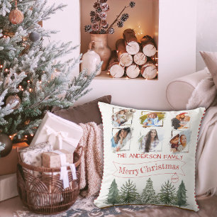 Individuelle Name Vintage FotoCollage Weihnachten Kissen