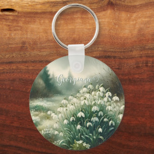 Individuelle Name Vintage Wasserfarben Schlüsselanhänger