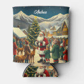 Individuelle Name Vintage Weihnachtsvorstellung Dosenkühler (Vorderseite)