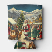 Individuelle Name Vintage Weihnachtsvorstellung Dosenkühler (Rückseite)