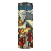 Individuelle Name Vintage Weihnachtsvorstellung Thermosbecher (Rückseite)
