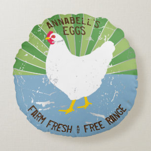 Individuelle Name Vintages Zeichen Look Frische Ei Rundes Kissen