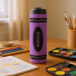 Individuelle Name Violet Lila Crayon Drink Tumbler Thermosbecher