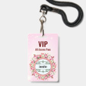 Individuelle Name VIP All Access Pass Blumenrosa A Ausweis (Vorderseite mit Lanyard)