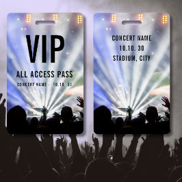 Individuelle Name VIP All Access Pass Konzert Ausweis