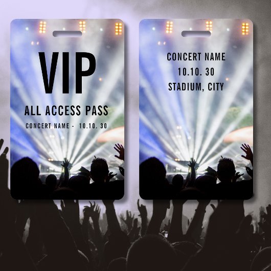 Individuelle Name VIP All Access Pass Konzert Ausweis