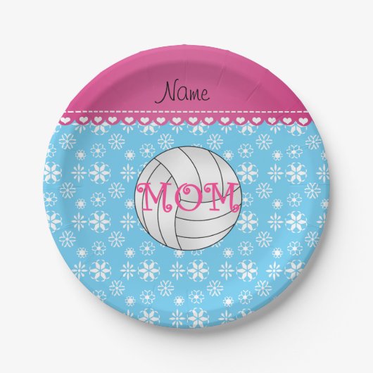 Individuelle Name Volleyball Mama Schneeflocken Pappteller (Vorderseite)