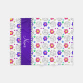 Individuelle Name-Volleyball-Regenbogen-Blume Fleecedecke (Vorderseite (Horizontal))
