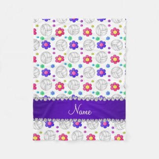 Individuelle Name-Volleyball-Regenbogen-Blume Fleecedecke