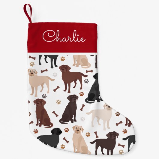 Individuelle Name von Labrador Retriever Paws and Kleiner Weihnachtsstrumpf (Vorderseite)