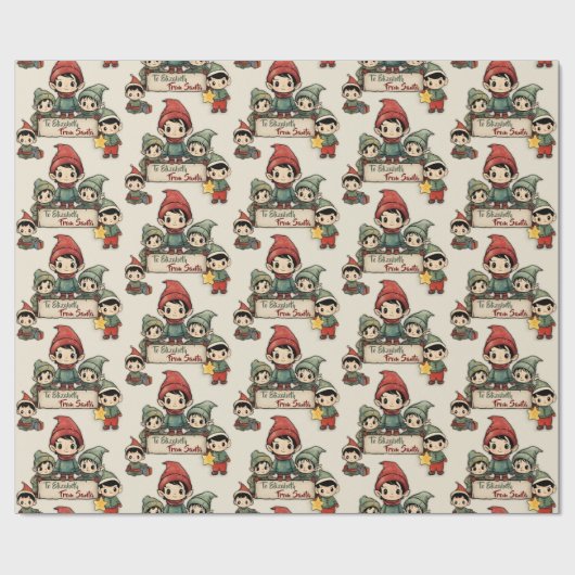 Individuelle Name von Santa Elves Geschenkpapier (Flach)