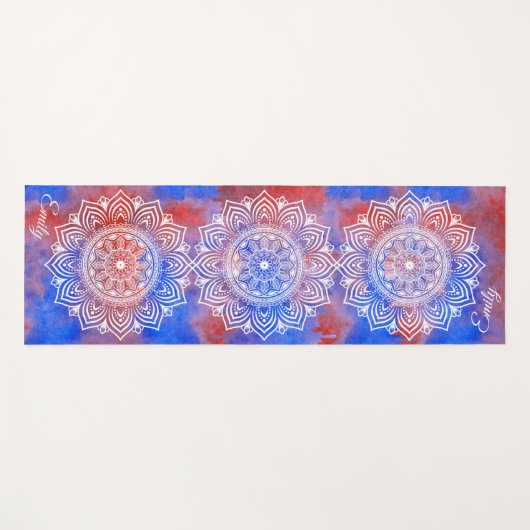 Individuelle Name Wasserfarbe Mandala Übung Yoga M Yogamatte (Vorderseite (Horizontal))