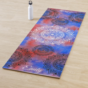Individuelle Name Wasserfarbe Mandala Übung Yoga Yogamatte