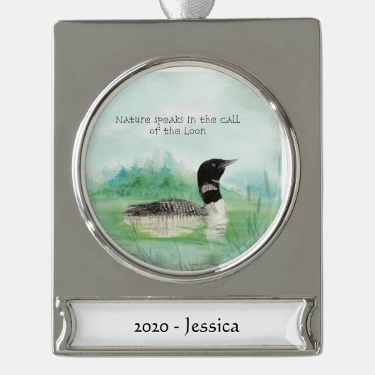 Individuelle Name Wasserfarben - Zitat zu den Natu Banner-Ornament Silber (Vorderseite)