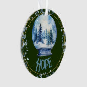 Individuelle Name Wasserfarbener Winterwald Schnee Ornament (Vorderseite)