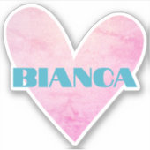 Individuelle Name Wasserfarbenherz Form Trendy Sti Aufkleber (Vorderseite)