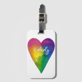 Individuelle Name Wasserfarbenherz Gepäckanhänger (Vorderseite Vertikal)