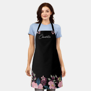 Individuelle Name Wasserfarbige Blume Boho Styli Schürze