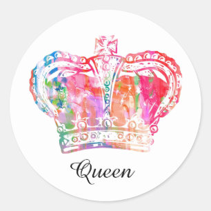Individuelle Name Watercolor Art Royal Crown King Runder Aufkleber