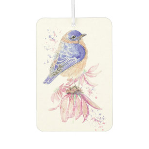 Individuelle Name Watercolor Bluebird Garden Bird  Autolufterfrischer