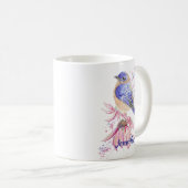 Individuelle Name Watercolor Bluebird Garden Bird Kaffeetasse (VorderseiteRechts)