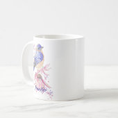Individuelle Name Watercolor Bluebird Garden Bird Kaffeetasse (Vorderseite Links)