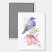 Individuelle Name Watercolor Bluebird Garden Bird Magnet (Vorderseite/Rückseite)