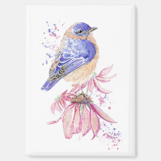 Individuelle Name Watercolor Bluebird Garden Bird Magnet (Vorderseite)