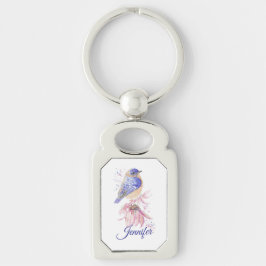 Individuelle Name Watercolor Bluebird Garden Bird  Schlüsselanhänger