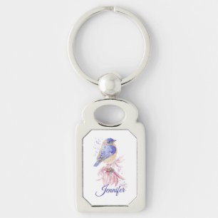 Individuelle Name Watercolor Bluebird Garden Bird  Schlüsselanhänger