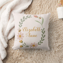 Individuelle Name Watercolor Blumenfrühling Kinder Kissen