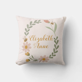 Individuelle Name Watercolor Blumenfrühling Kinder Kissen