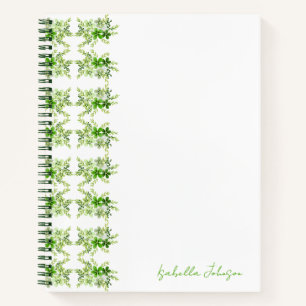 Individuelle Name Watercolor Green Floral Notebook Notizblock