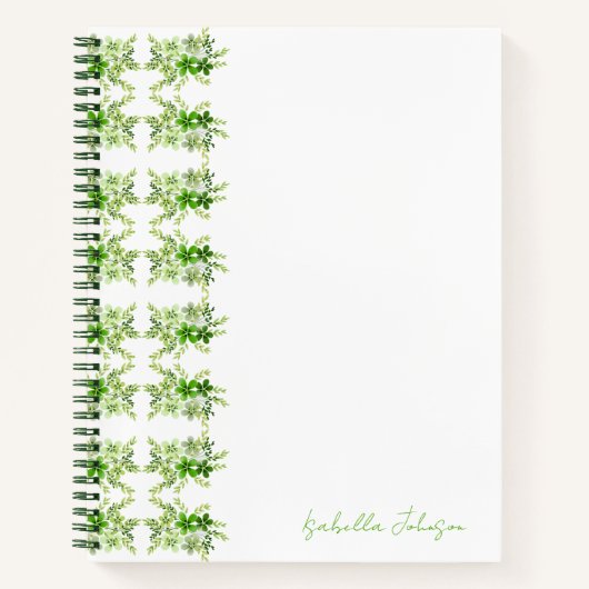 Individuelle Name Watercolor Green Floral Notebook Notizblock (Vorderseite)
