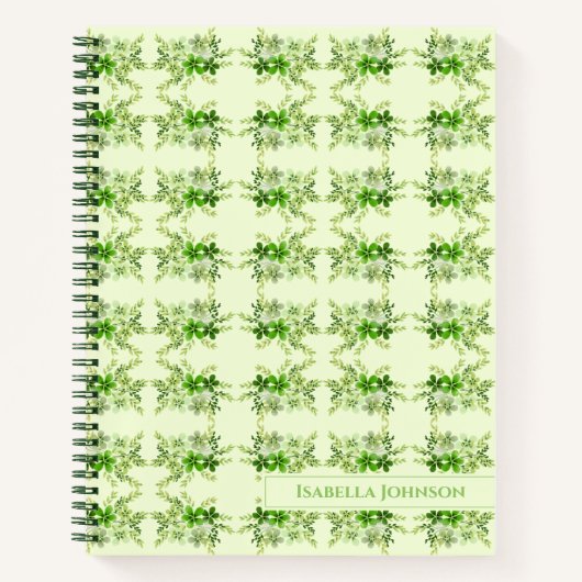 Individuelle Name Watercolor Green Floral Notebook Notizblock (Vorderseite)