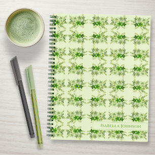 Individuelle Name Watercolor Green Floral Notebook Notizblock