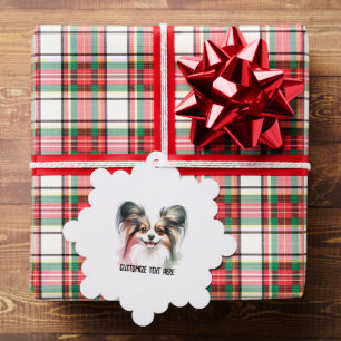 Individuelle Name Watercolor Papillon Dog Ornament Karte