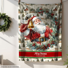 Individuelle Name Watercolor Santa Throw Blanket Fleecedecke