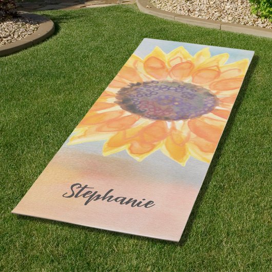 Individuelle Name Watercolor Sonnenblume Yogamatte