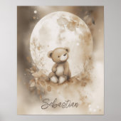 Individuelle Name Watercolor Teddy Bären Kinderzim Poster (Vorne)