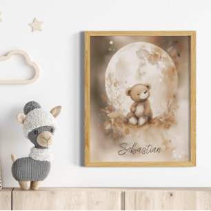 Individuelle Name Watercolor Teddy Bären Kinderzim Poster