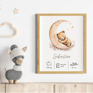 Individuelle Name Watercolor Teddy Bären Kinderzim Poster